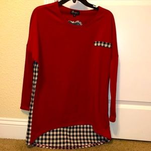 Red and Plaid Long Sleeve shirt!